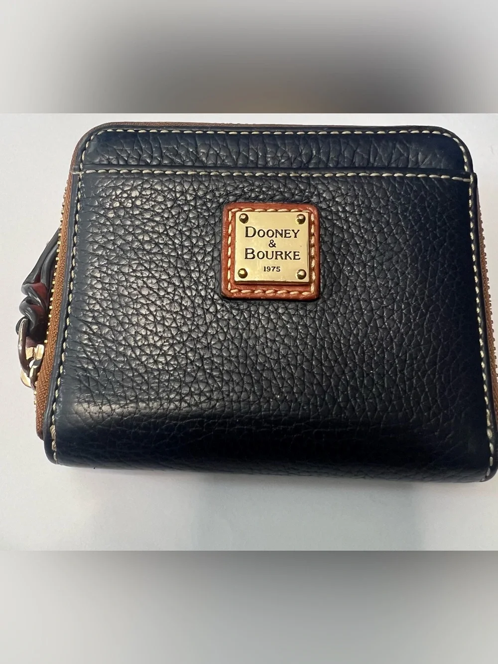 Dooney & Bourke Pebble Grain Medium Zip Around Wallet - Navy~Blue